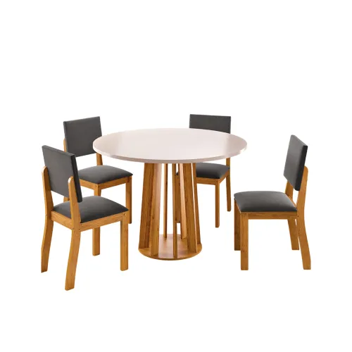 Juego De Comedor 4 Sillas Mesa Redonda 100% Mdp en Amarillo - Sillones y sofás, Uruguay | Soy Hogar