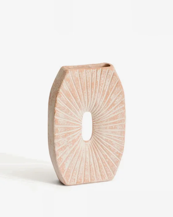 Jarrón Valura de papel maché rosa y beige - 31 cm - Jarrones, Uruguay | Kavehome