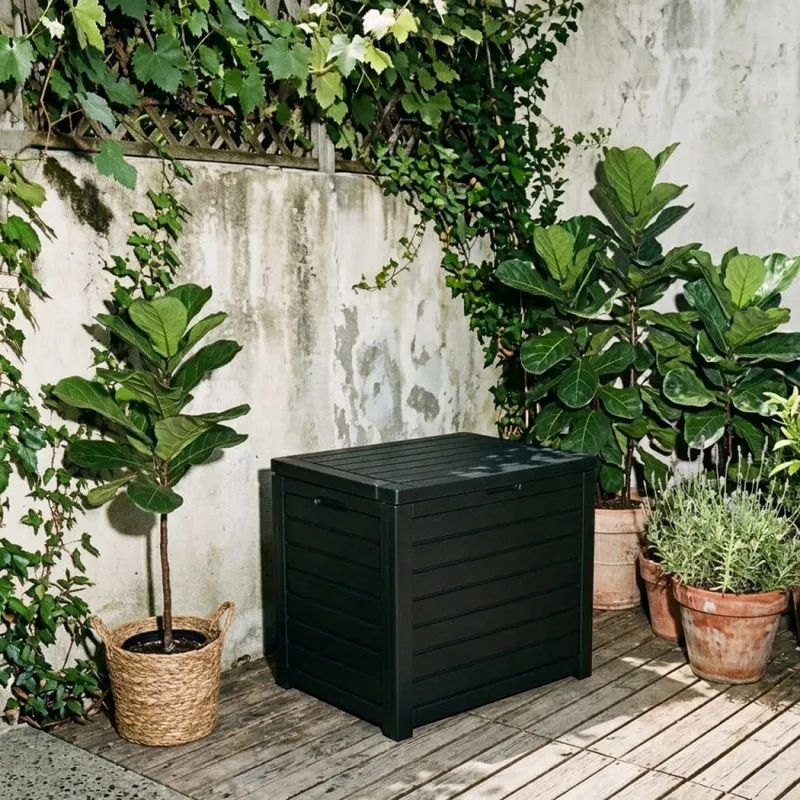 Caja baúl para exterior S en Negro - Canastos, Uruguay | Buho Store