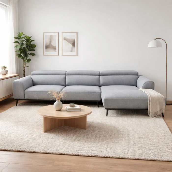 Sofá con chaise DUNA TELA GRIS DERECHO - Sillones y sofás, Uruguay | Viasono
