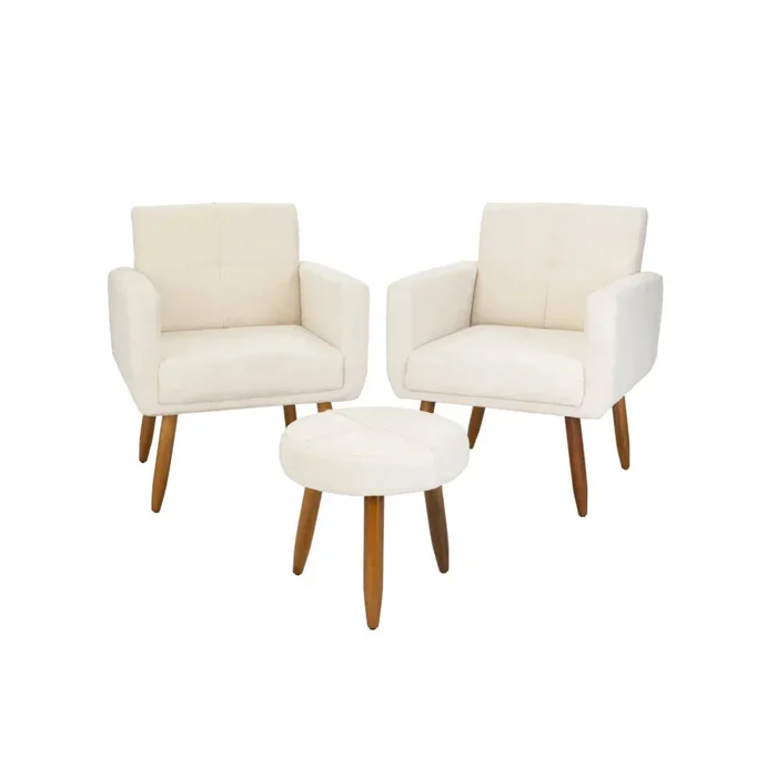 Kit 2 Poltrona + Puff Havana Gris en Beige - Sillones y sofás, Uruguay | Ecowood, vista 2