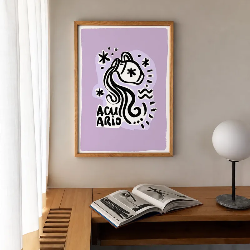 Acuario - Cuadro Signo del Zodíaco en Violeta - Láminas, Uruguay | Kiosko de Mar
