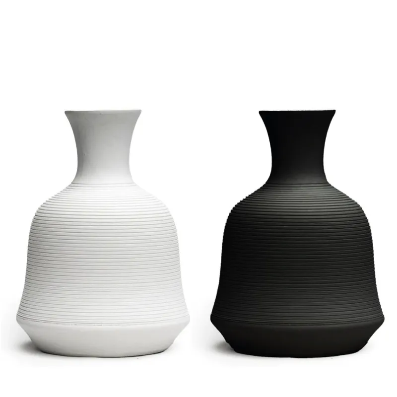 FLORERO CERAMICA D20x31CM BLANCO/NEGRO MATE en Blanco - Jarrones, Uruguay | Koz