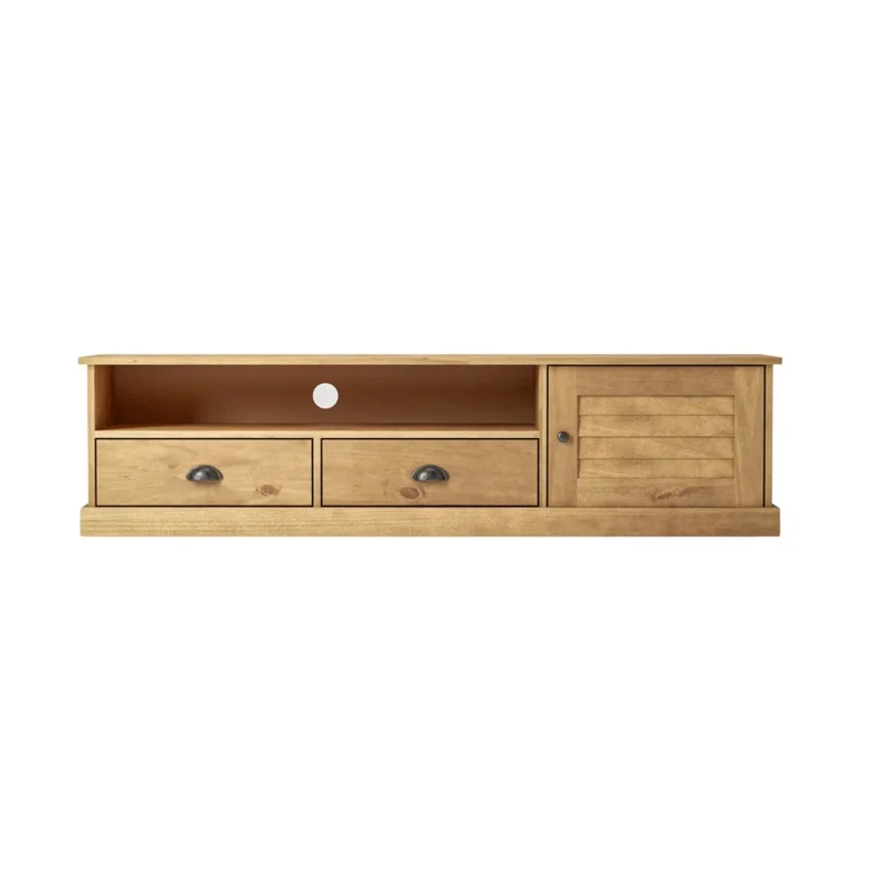 Rack de TV - 1 Puerta - 2 Cajones - Línea Oslo - Natural en Madera natural - Muebles para TV, Uruguay | Ecowood, vista 3