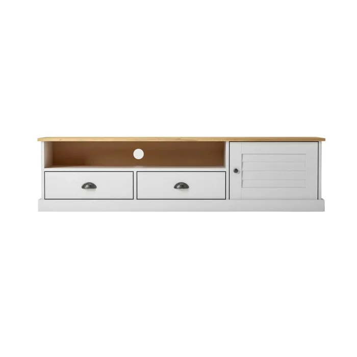 Rack de TV - 1 Puerta - 2 Cajones - Línea Oslo - Blanco en Blanco - Muebles para TV, Uruguay | Ecowood, vista 4
