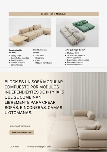 Block - Sofá Modular en Beige - Sillones y sofás, Uruguay | Bloop Home, vista 12