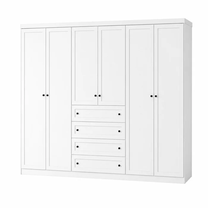 PLACARD ROPERO AMERICANO 6 PUERTAS MDF en Blanco - Roperos y placares, Uruguay | Alfa Ventas