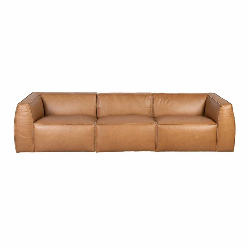 Sofá 4 Cuerpos Cuero Marron Tufa Camel en Beige - Sillones y sofás, Uruguay | Divino, vista 3