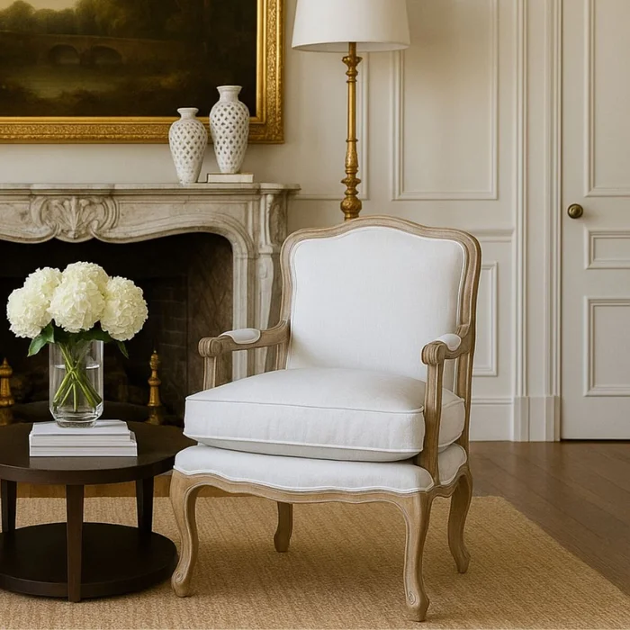 Poltrona Luis XV - Crema en Beige - Butacas, banquetas y puffs, Uruguay | La Cueva Muebles, vista 9