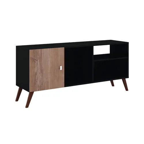 Rack Tv Linea Retro Mesa De Living 1 Puerta Rt3014 Negro en Negro - Muebles para TV, Uruguay | Soy Hogar