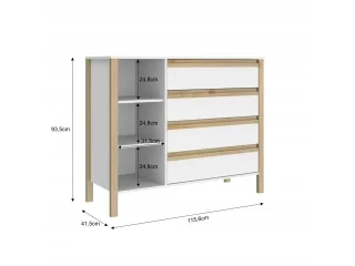 Comoda Combinado Madera 1P, 4C Blanco/Miel - Cómodas, Uruguay | Que Sal Muebleria, vista 3
