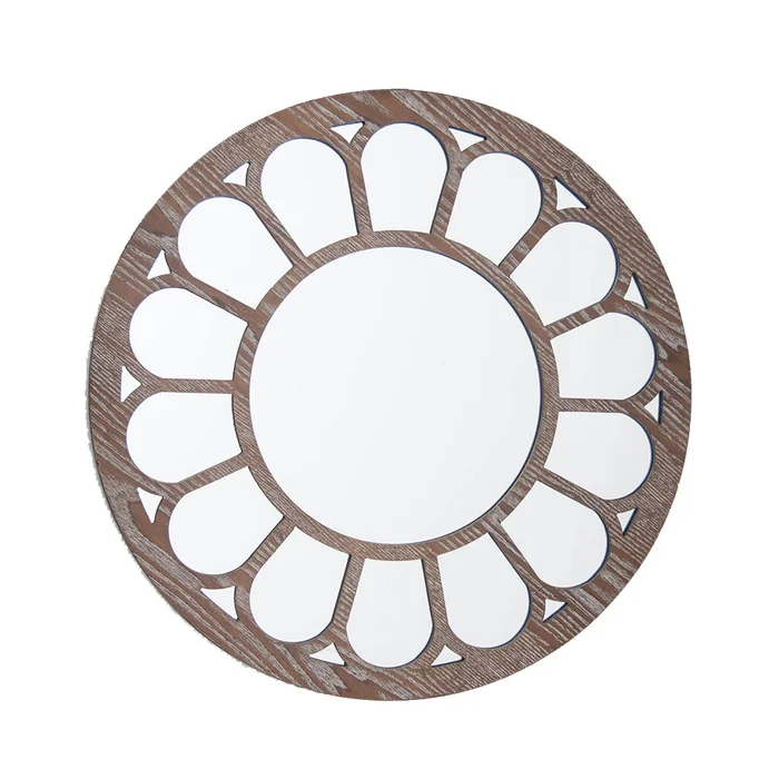 ESPEJO CIRC MARCO DISEÑO FLOR D50CM PATINA BLANCO en Blanco - Espejos, Uruguay | Decohogar