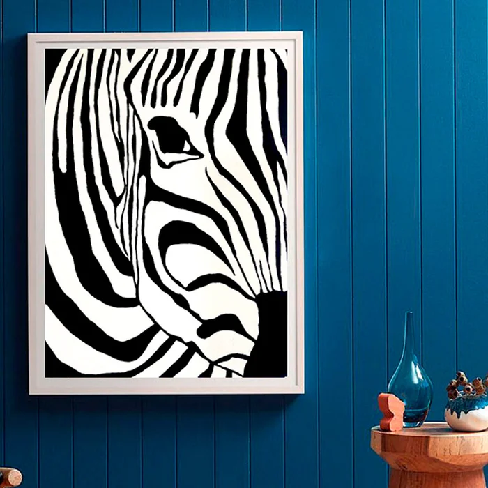 Cebra, óleo sobre lienzo 60x80cm en Multicolor - Decoración de pared, Uruguay | Alta Gracia Deco, vista 2