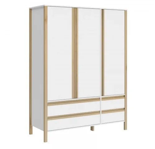 Ropero Combinado Madera 3P, 4C Blanco/Miel - Roperos y placares, Uruguay | Que Sal Muebleria