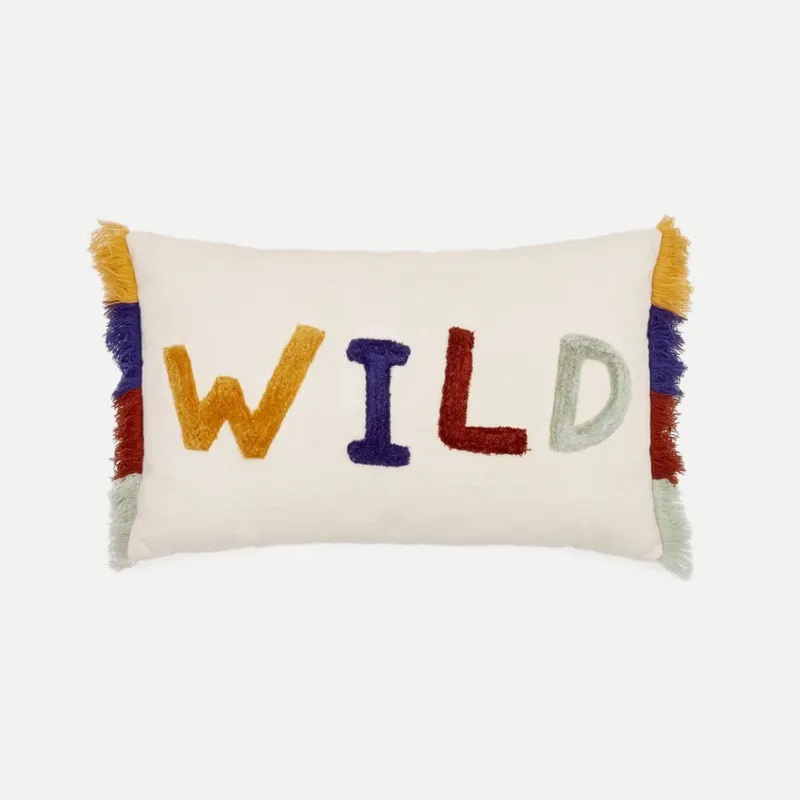 Almohadón Zelda algodón blanco de letras bordadas multicolor 30 x 50 cm en Multicolor - Textiles, Uruguay | Kavehome