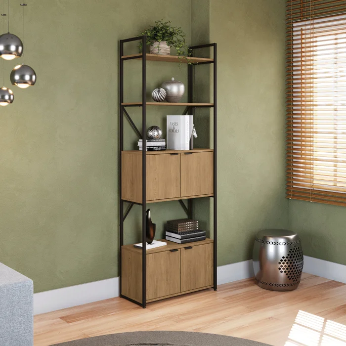 ESTANTERIA CON PUERTAS LINEA INDUSTRIAL HIERRO en Madera natural - Bibliotecas, Uruguay | Balton, vista 14
