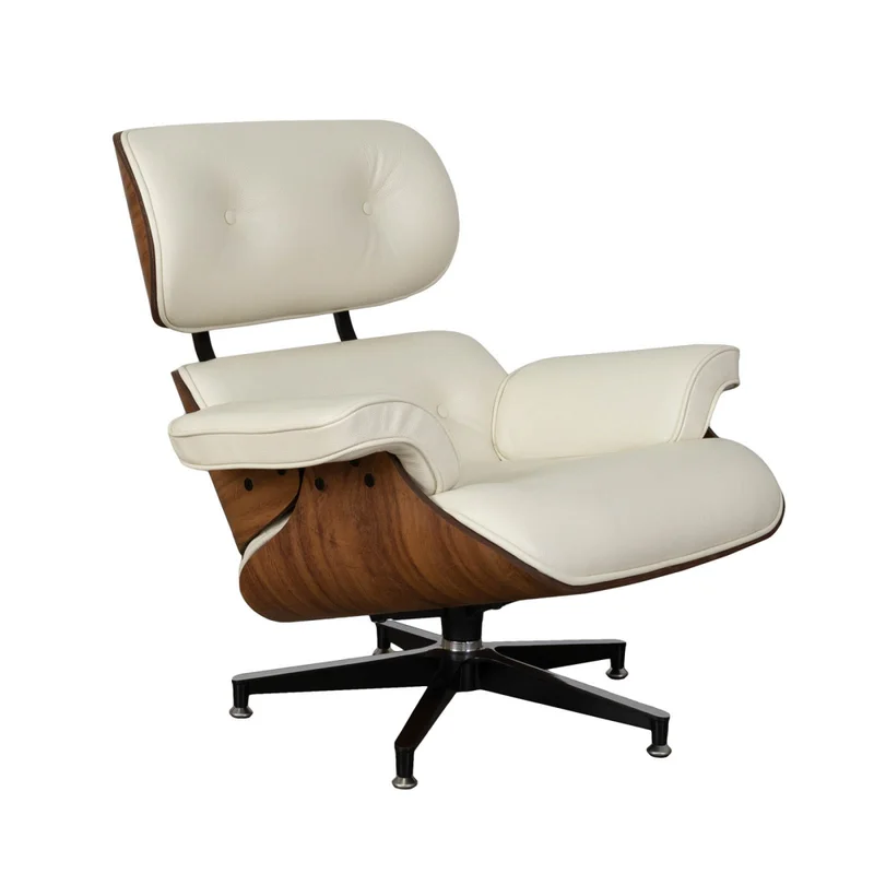 Butaca C/puff 1 Cuerpo Cuero-100-natural Blanco Eames en Blanco - Sillones y sofás, Uruguay | Divino, vista 4