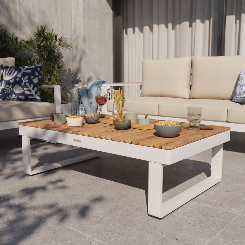 Mesa de centro Persea Blanca Rectangular en Blanco - Muebles para el exterior, Uruguay | Naterial Uruguay