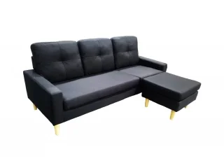 Sofá Negro 3 cuerpos con Chaise JN-2037 - Sillones y sofás, Uruguay | Quesal, vista 3