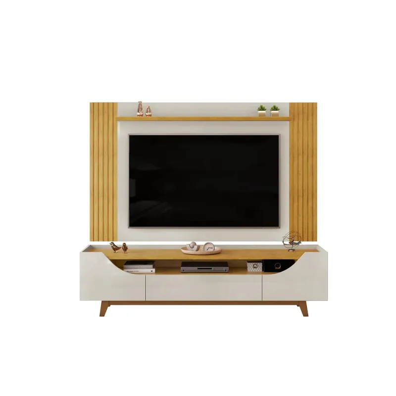 Rack con Panel Lotus - Blanco - Muebles para TV, Uruguay | Ecowood
