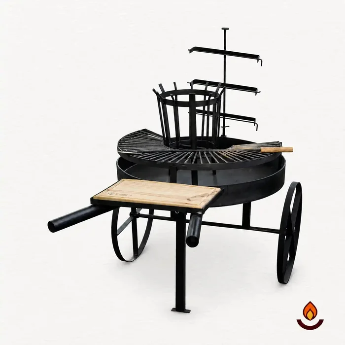 Fogón Criollo 90 con Parrilla y Ruedas en Negro - Muebles para el exterior, Uruguay | Quemadores de Jardín