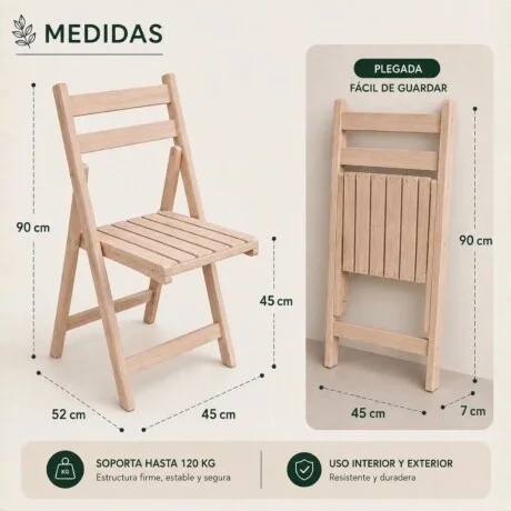 Silla Plegable Madera Eucaliptus en Madera natural - Sillas, Uruguay | La Cueva Muebles, vista 10