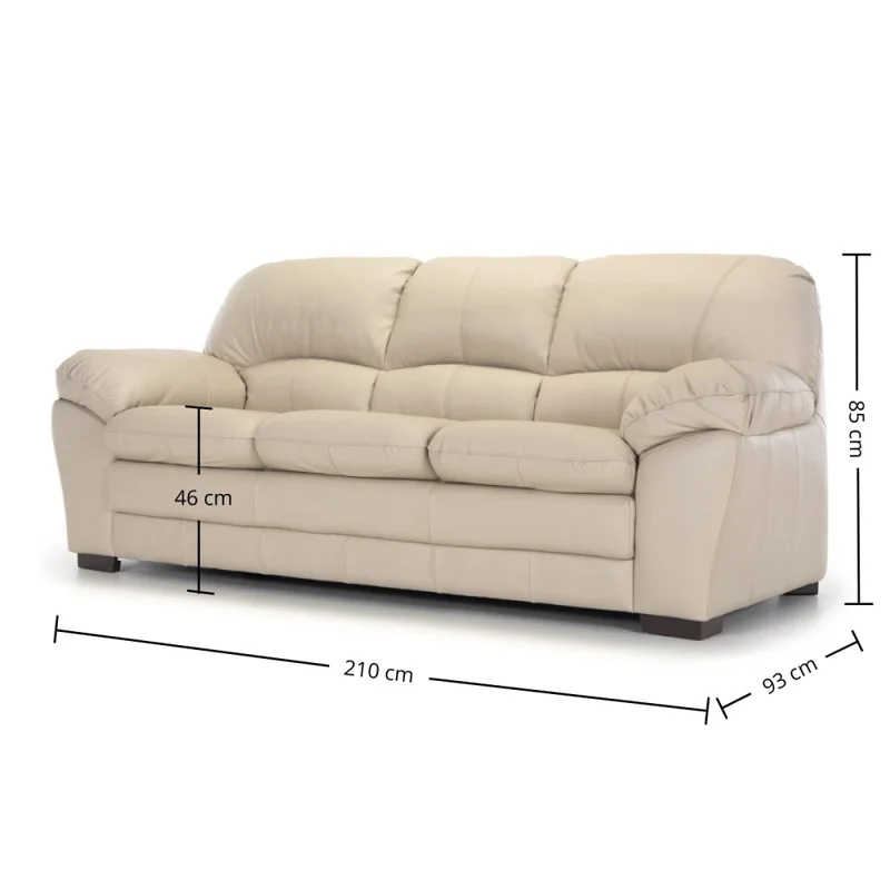 Sofá Messina - Cuero Básico - 3 cuerpos - Arena - (Preventa) en Beige - Sillones y sofás, Uruguay | Nyr, vista 5