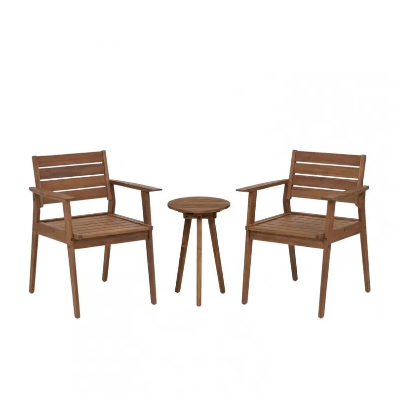 Set de Silla de Patio con Apoyabrazos en Teca Mesa Auxiliar en Marrón - Muebles para el exterior, Uruguay | Rústico Hogar