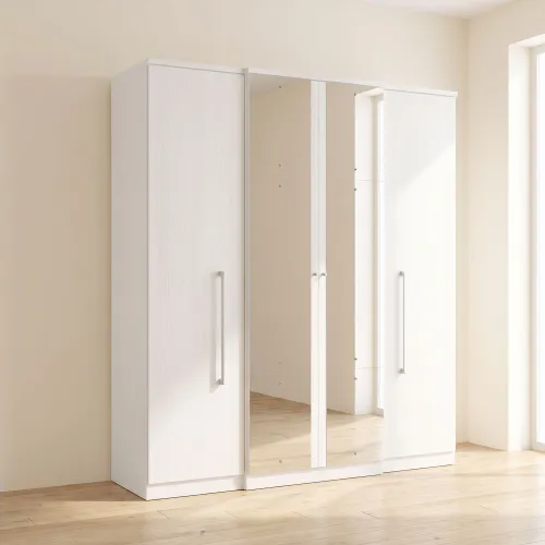 Placard Ropero 4 Puertas Mdp Blanco Splendore Glass en Blanco - Roperos y placares, Uruguay | Divino