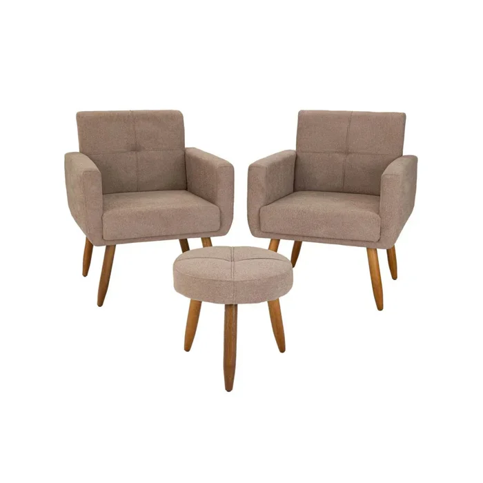 Kit 2 Poltrona + Puff Havana Marrón - Sillones y sofás, Uruguay | Ecowood