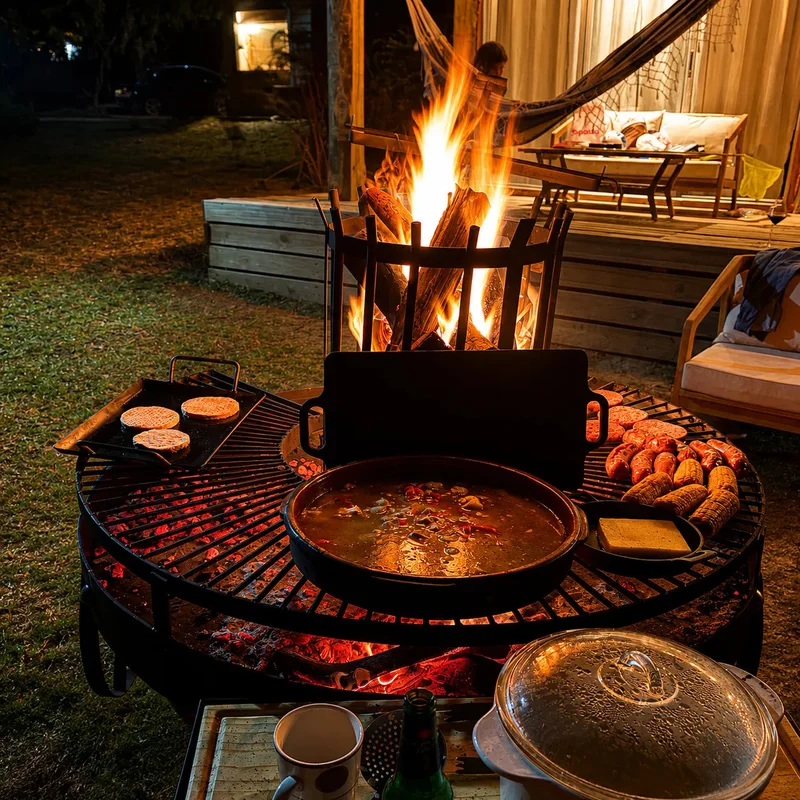 Fogón Criollo 120 con Parrilla y Ruedas en Negro - Muebles para el exterior, Uruguay | Quemadores de Jardín, vista 3