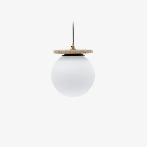 Lámpara de techo Malachi de cristal glaseado y piedra de travertino en Blanco - Lámparas colgantes, Uruguay | Kavehome