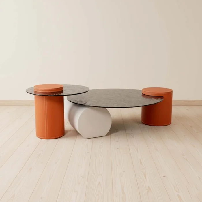 Mesa Ratona Vidrio-templado Gris Vetro en Gris - Mesas de living, Uruguay | Divino