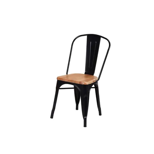 Silla Tolix Asiento de Madera Metal Negro Brillante - Sillas, Uruguay | Berna home