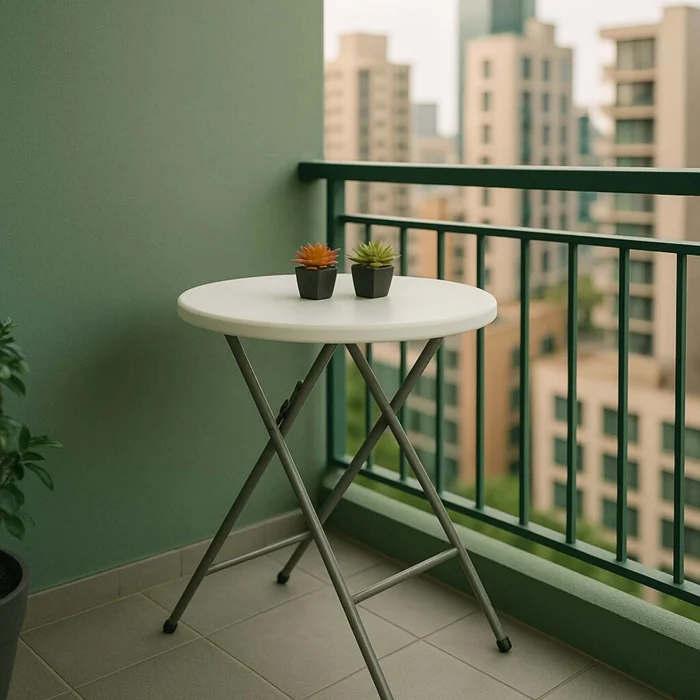 Mesa Plegable Polietileno-y-metal Blanco Hqy60 en Blanco - Muebles para el exterior, Uruguay | Divino