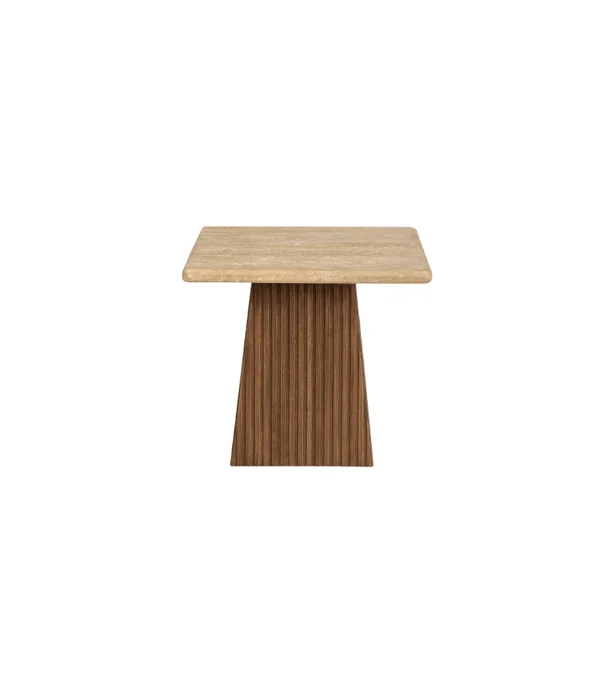 MESA LATERAL VERONA CUADRADA MADERA Y TRAVERTINO en Multicolor - Mesas de arrimo, Uruguay | Más Infinito Casa