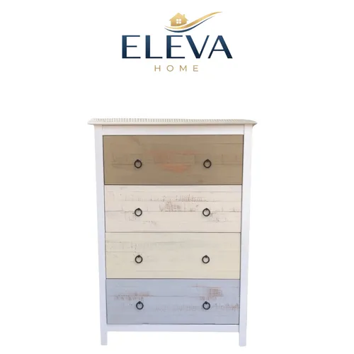Cómoda 4 cajones Linea Flora - Blanco en Blanco - Cómodas, Uruguay | Nario Hogar