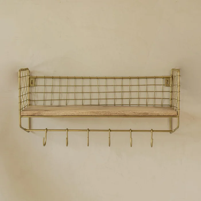 Estante de pared metálico 51x24 en Dorado - Percheros y colgadores, Uruguay | De Arcos