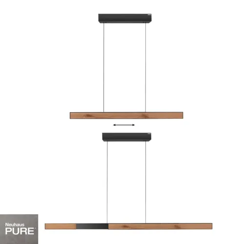 Colgante led lineal motorizado con varias funciones, negro y simil madera en Multicolor - Lámparas colgantes, Uruguay | Iluminica