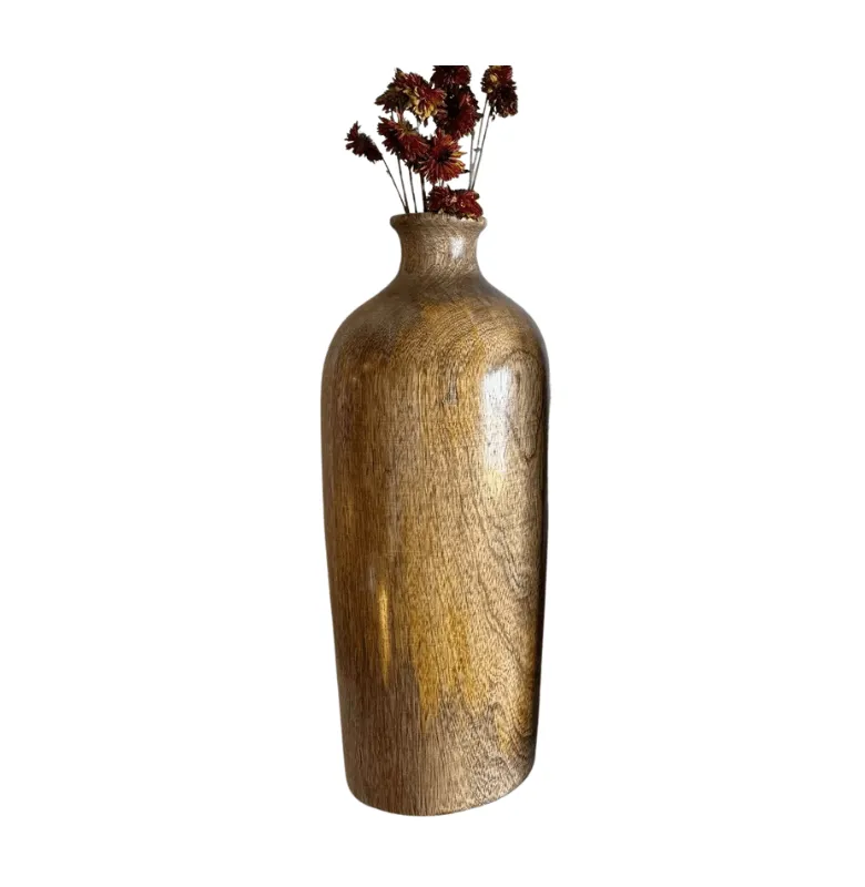 JARRON TRIBAL MADERA MANGO NATURAL en Madera natural - Jarrones, Uruguay | Masinfinito Casa