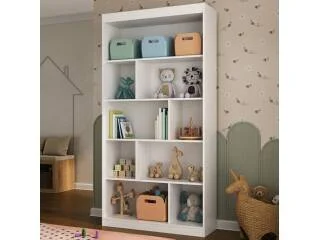 Biblioteca con reparticiones BLANCA 93x181x30 en Blanco - Living, Uruguay | Que Sal Muebleria, vista 3