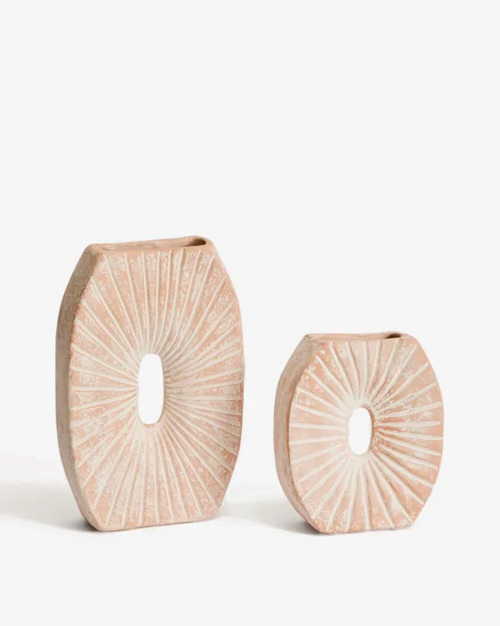 Jarrón Valura de papel maché rosa y beige - 31 cm - Jarrones, Uruguay | Kavehome, vista 7