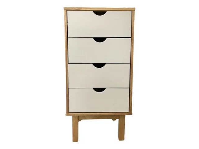 Cajonera 4 C Mel/gris Linea Nordica en Madera Maciza en Madera natural - Cómodas, Uruguay | Que Sal Muebleria