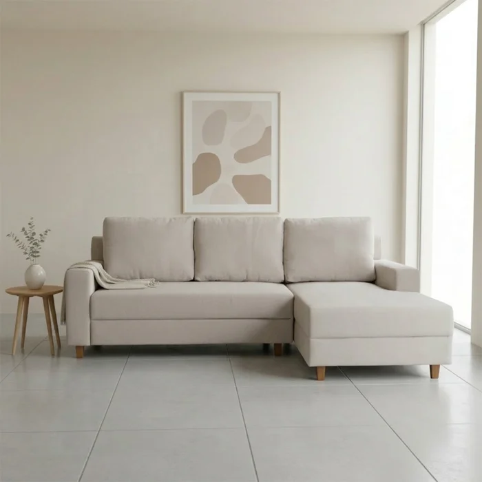 Rinconera Lucci - Tela Microfibra - Chaise derecho - Berlin 02 (Beige) en Beige - Sillones y sofás, Uruguay | NYR, vista 2