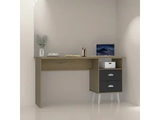 Escritorio 2 Cajones NOGAL/Negro en Marrón - Escritorios, Uruguay | Quesal, vista 7