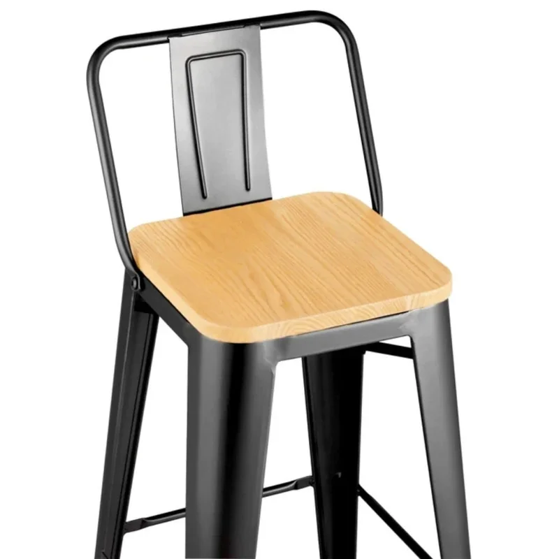Banqueta Butaca con Respaldo Metal Madera - Tolix - Negro en Negro - Butacas, banquetas y puffs, Uruguay | Ecowood, vista 3