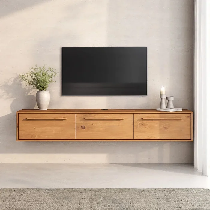 Rack TV 180CM Suspendido/Flotante Trega - Madera Maciza en Madera natural - Muebles para TV, Uruguay | Balton, vista 2