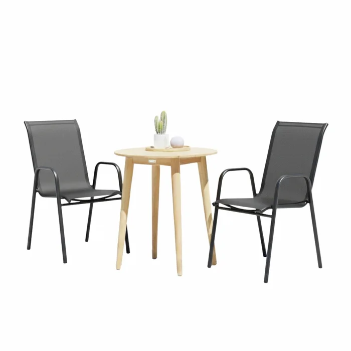 Sillas Textilina y acero mas Mesa de Eucaliptus - Nassau - Negro en Multicolor - Muebles para el exterior, Uruguay | Rústico Hogar, vista 2