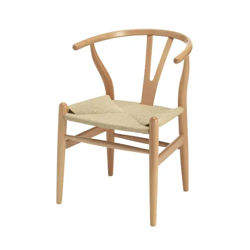 Silla De Comedor Wishbone Madera Beech Y Asiento Ratan Natural - Sillas, Uruguay | Lais Muebles