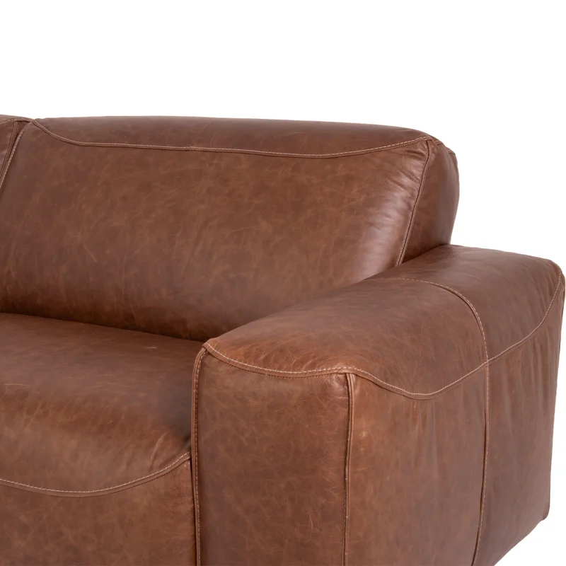Sofa 3 Cuerpos Cuero-100-natural Marron Porto Choc. en Marrón - Sillones y sofás, Uruguay | Divino, vista 4
